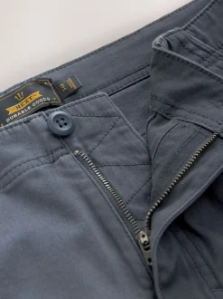 Blue Slim Fit Cotton Stretch Cargo Trousers