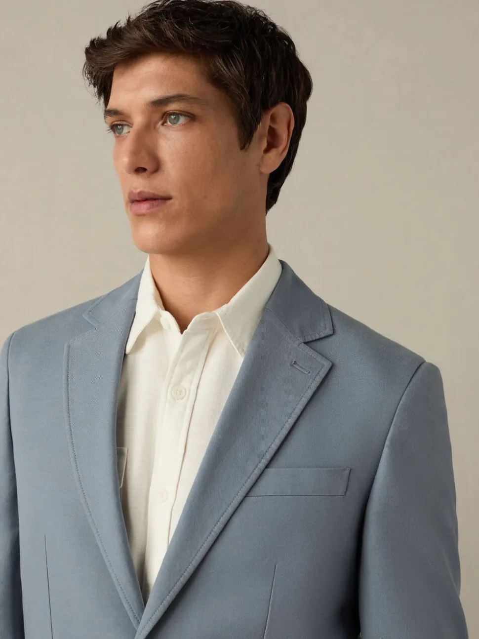 Blue Slim Fit Cotton TENCEL™ Suit Jacket