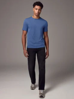 Blue Slim Fit Essential Crew Neck Cotton T-Shirt