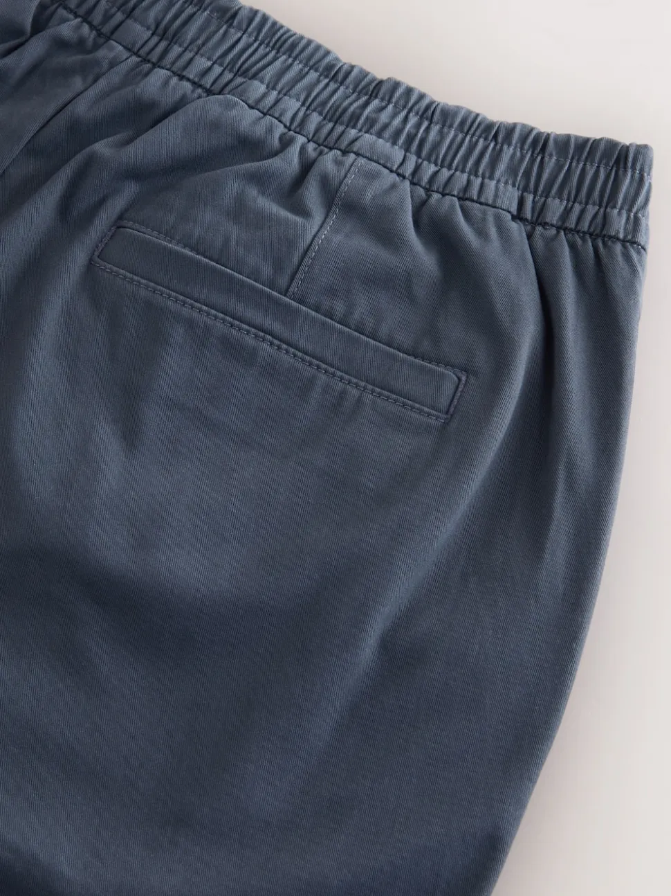 Blue Slim Fit Pleated Stretch Chinos Trousers With Elasticated Waist
