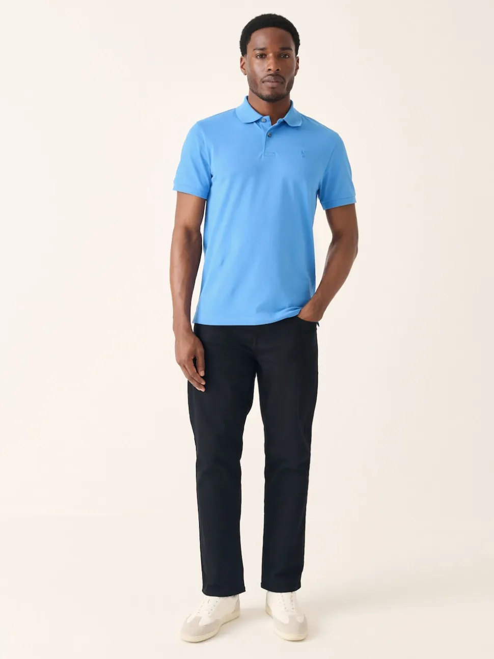 Blue Slim Fit Short Sleeve Pique Polo Shirt