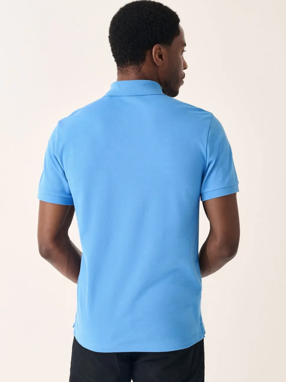 Blue Slim Fit Short Sleeve Pique Polo Shirt