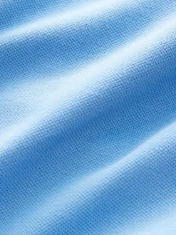 Blue Slim Fit Short Sleeve Pique Polo Shirt