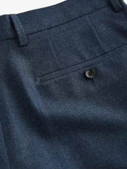 Blue Slim Fit Signature Zignone Italian Wool Cashmere Blend Flannel Suit Trousers