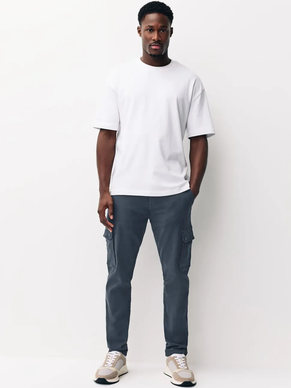 Blue Slim Fit Slim Fit Motionflex Strech Cargo Trousers