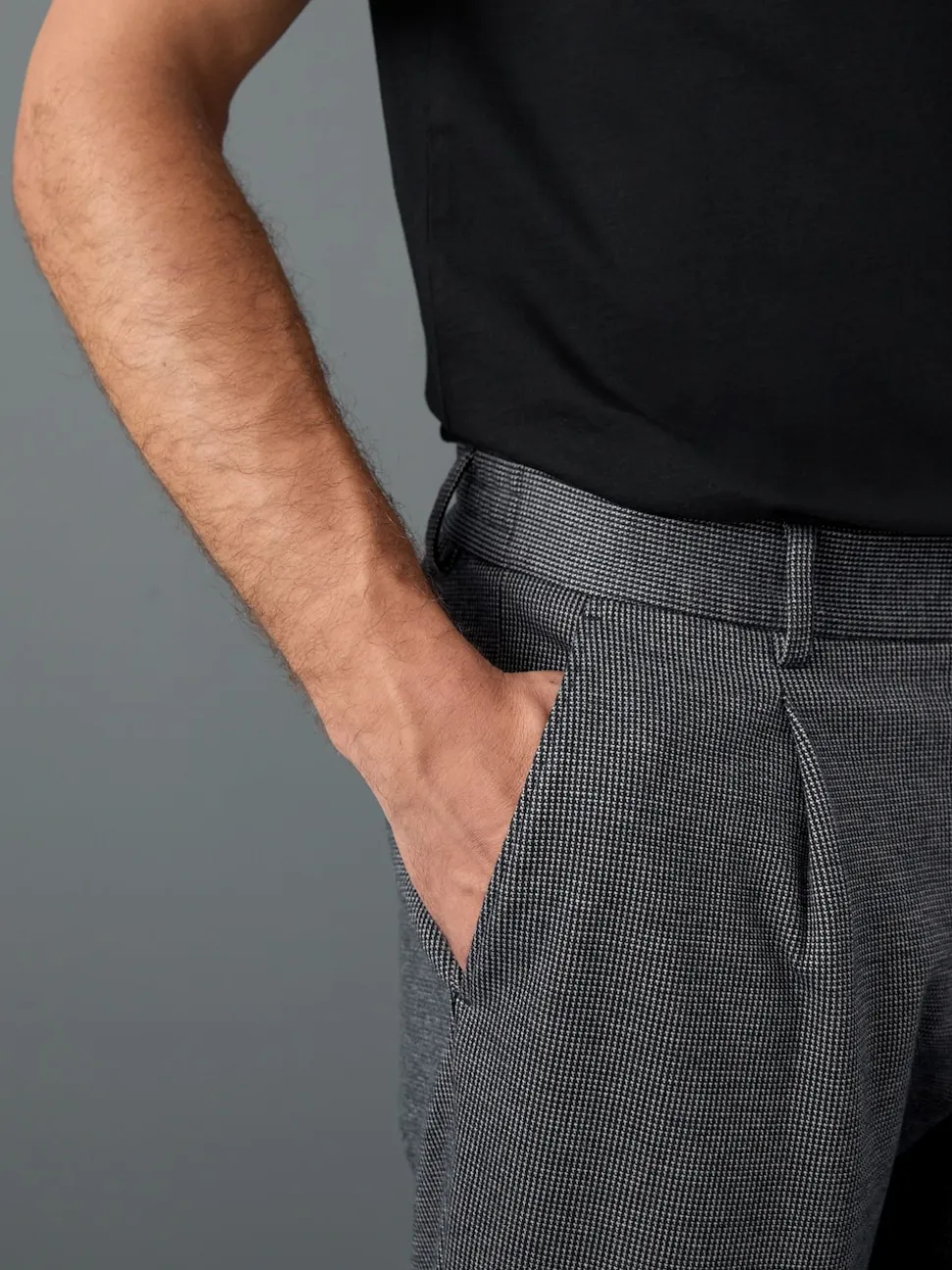 Blue Slim Fit Smart Elasticated Back Textured Trousers with Stretch