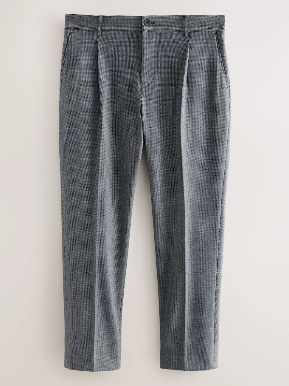 Blue Slim Fit Smart Elasticated Back Textured Trousers with Stretch