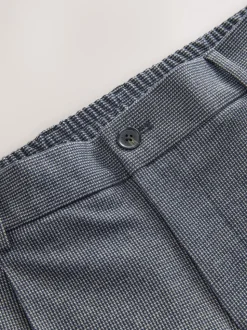 Blue Slim Fit Smart Elasticated Back Textured Trousers with Stretch