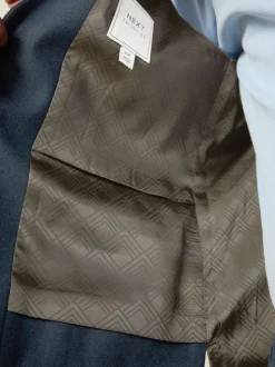 Blue Slim Fit Textured Flannel Suit Waistcoat