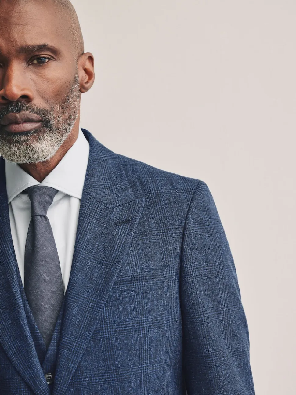 Blue Slim Fit Tollegno Linen Blend Check Suit Jacket