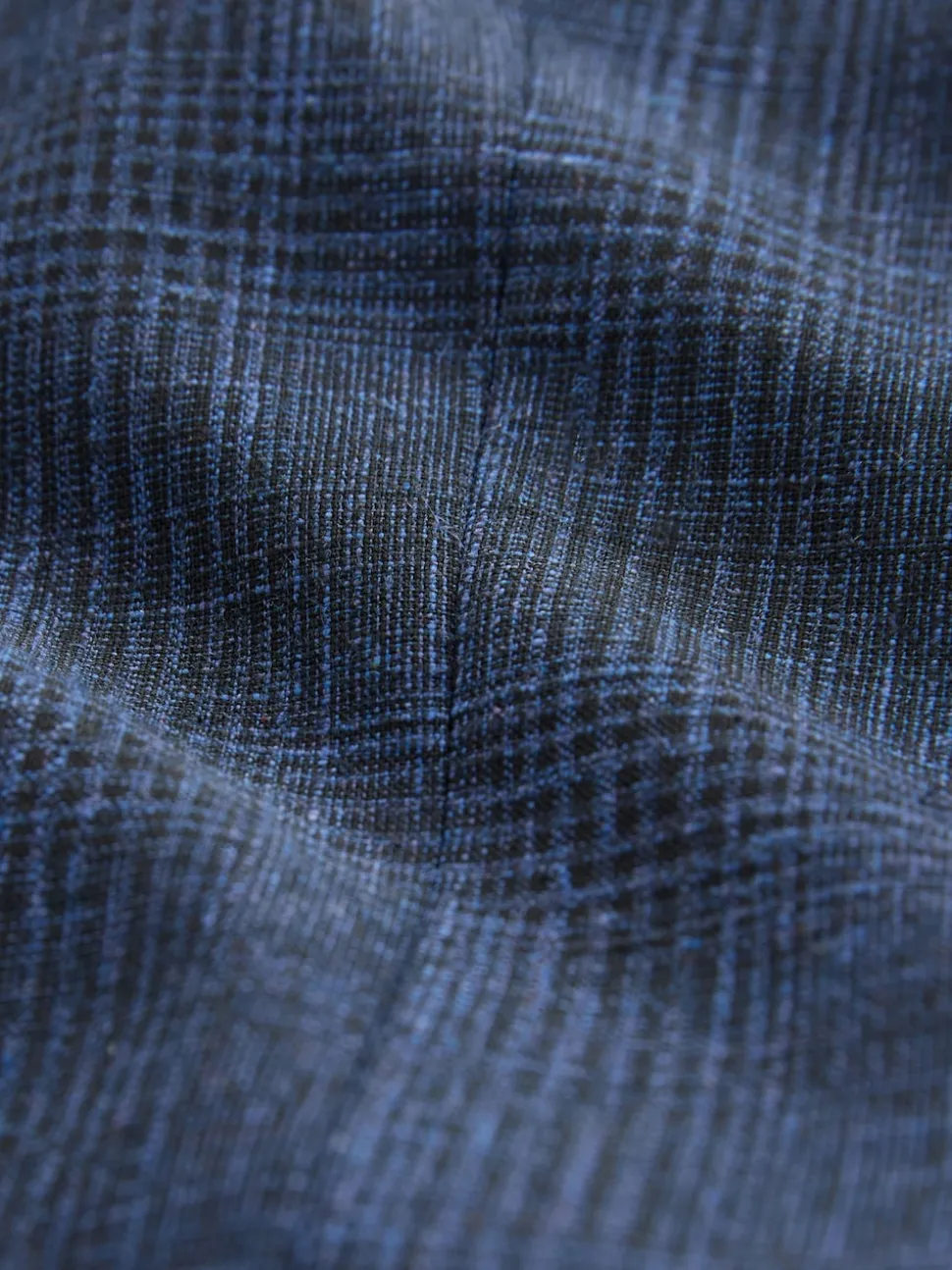 Blue Slim Fit Tollegno Linen Blend Check Suit Jacket