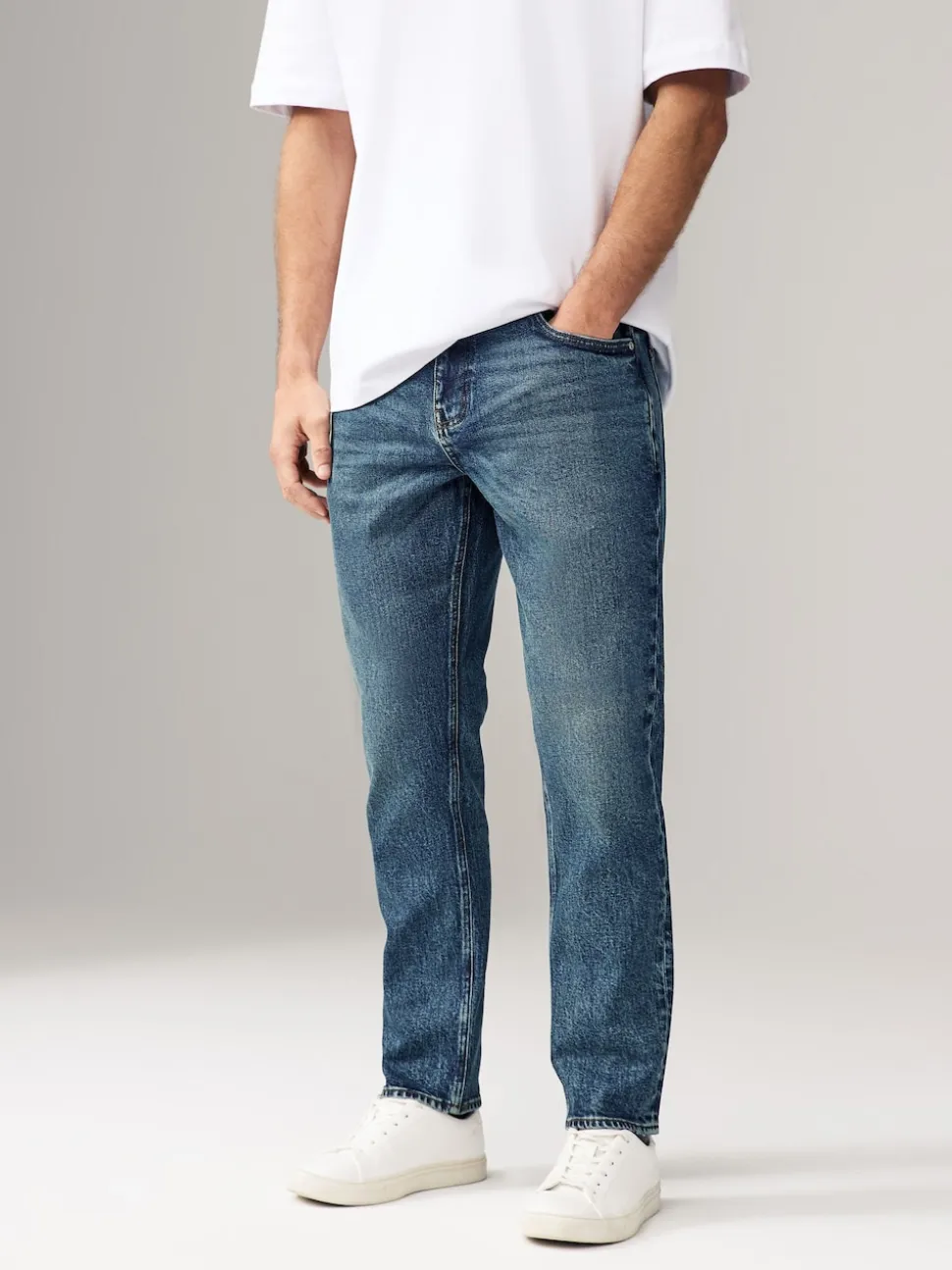 Blue Slim Fit Vintage Wash Denim Jeans