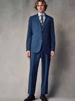 Blue Slim Fit Wool Blend Motionflex Suit Jacket