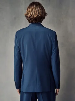 Blue Slim Fit Wool Blend Motionflex Suit Jacket