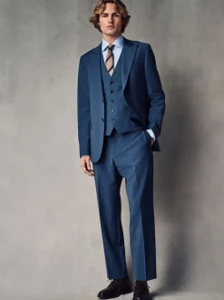 Blue Slim Fit Wool Blend Motionflex Suit Jacket