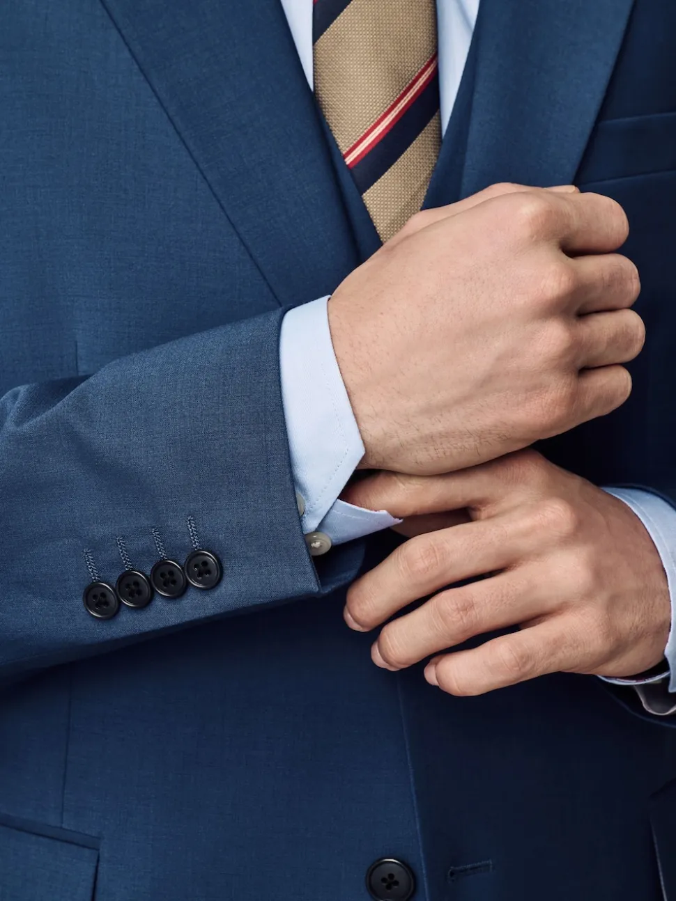 Blue Slim Fit Wool Blend Motionflex Suit Jacket