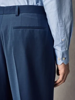 Blue Slim Fit Wool Blend Motionflex Suit Trousers