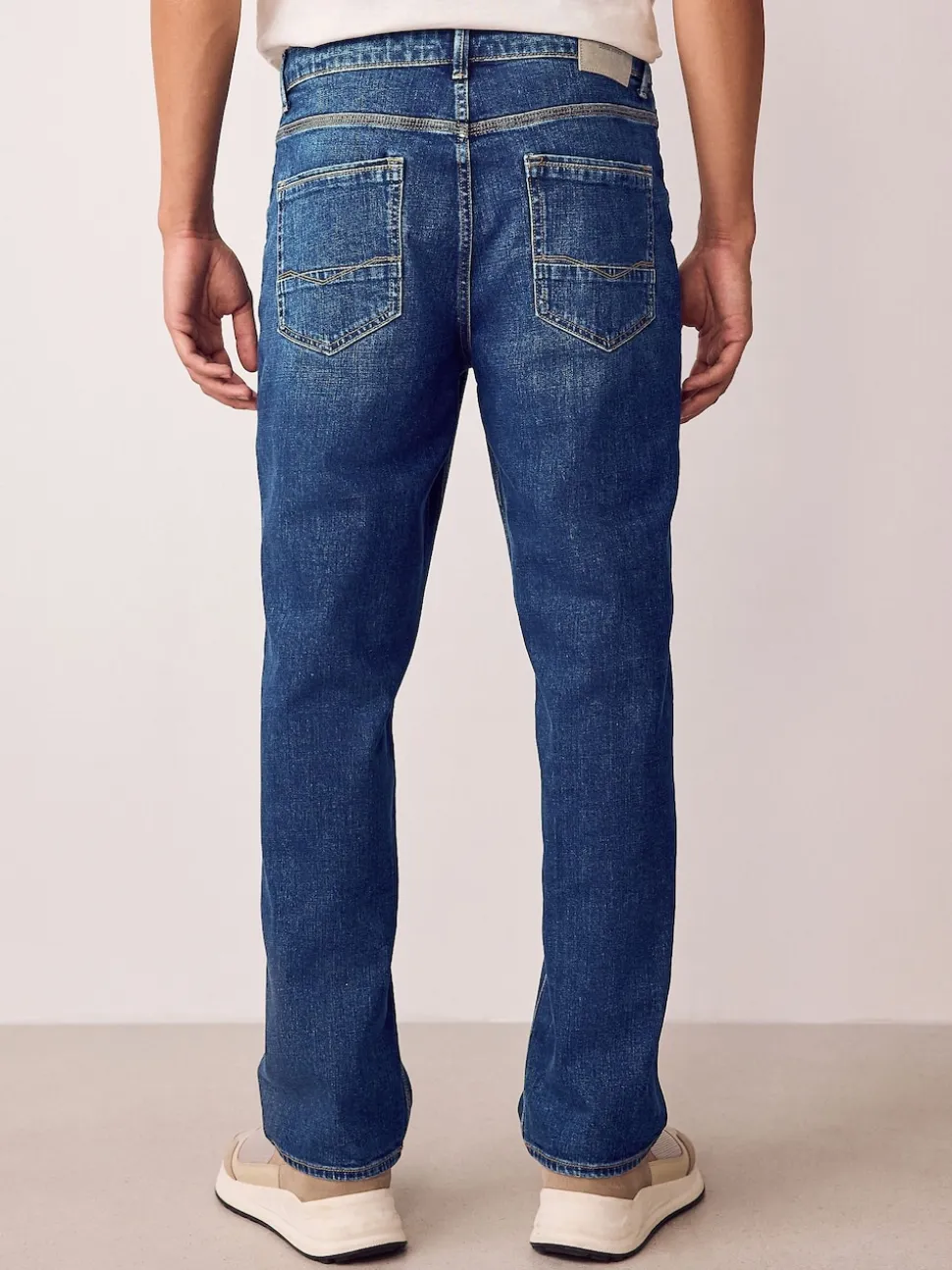 Blue Straight Fit Authentic Stretch Denim Jeans