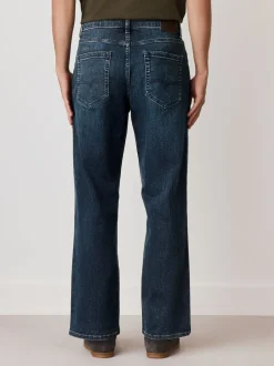 Blue Straight Fit Premium Crosshatch Denim Jeans