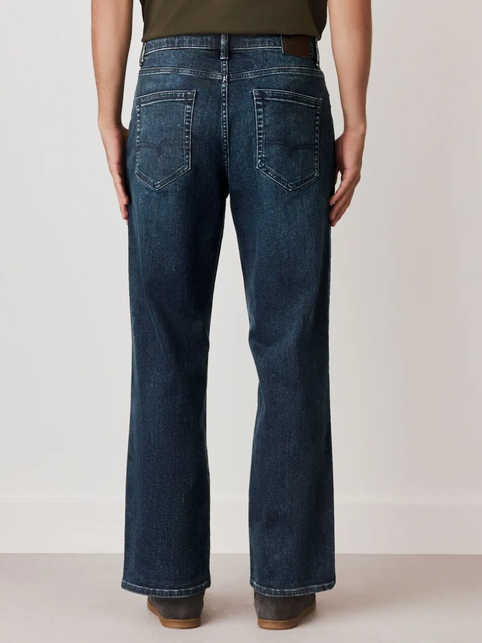 Blue Straight Fit Premium Crosshatch Denim Jeans