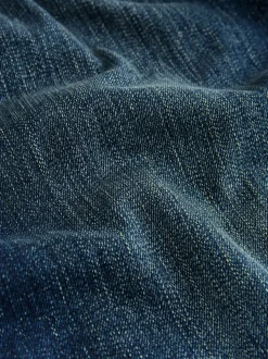Blue Straight Fit Premium Crosshatch Denim Jeans