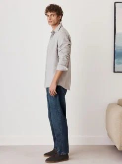 Blue Straight Fit Premium Crosshatch Denim Jeans