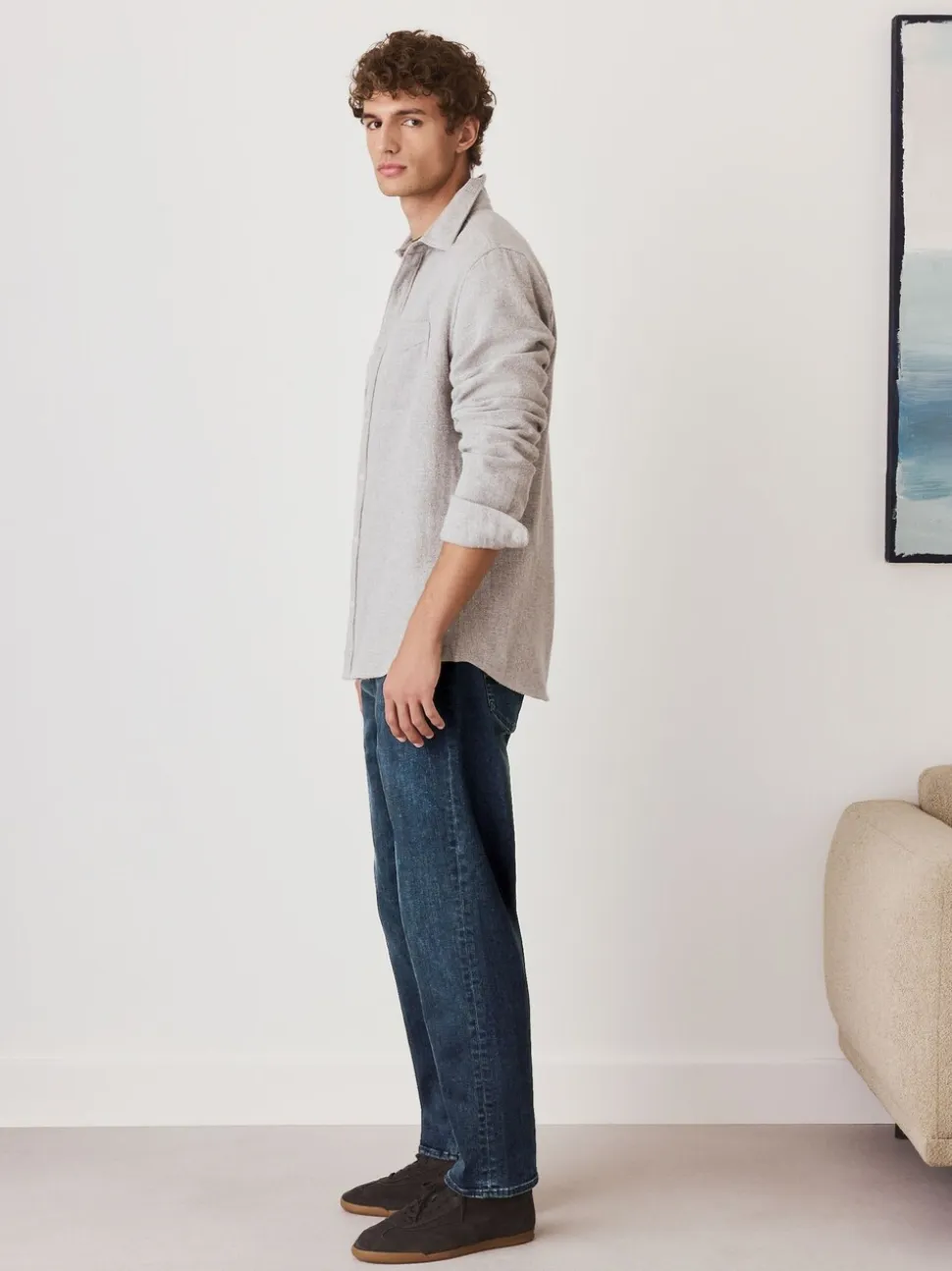 Blue Straight Fit Premium Crosshatch Denim Jeans