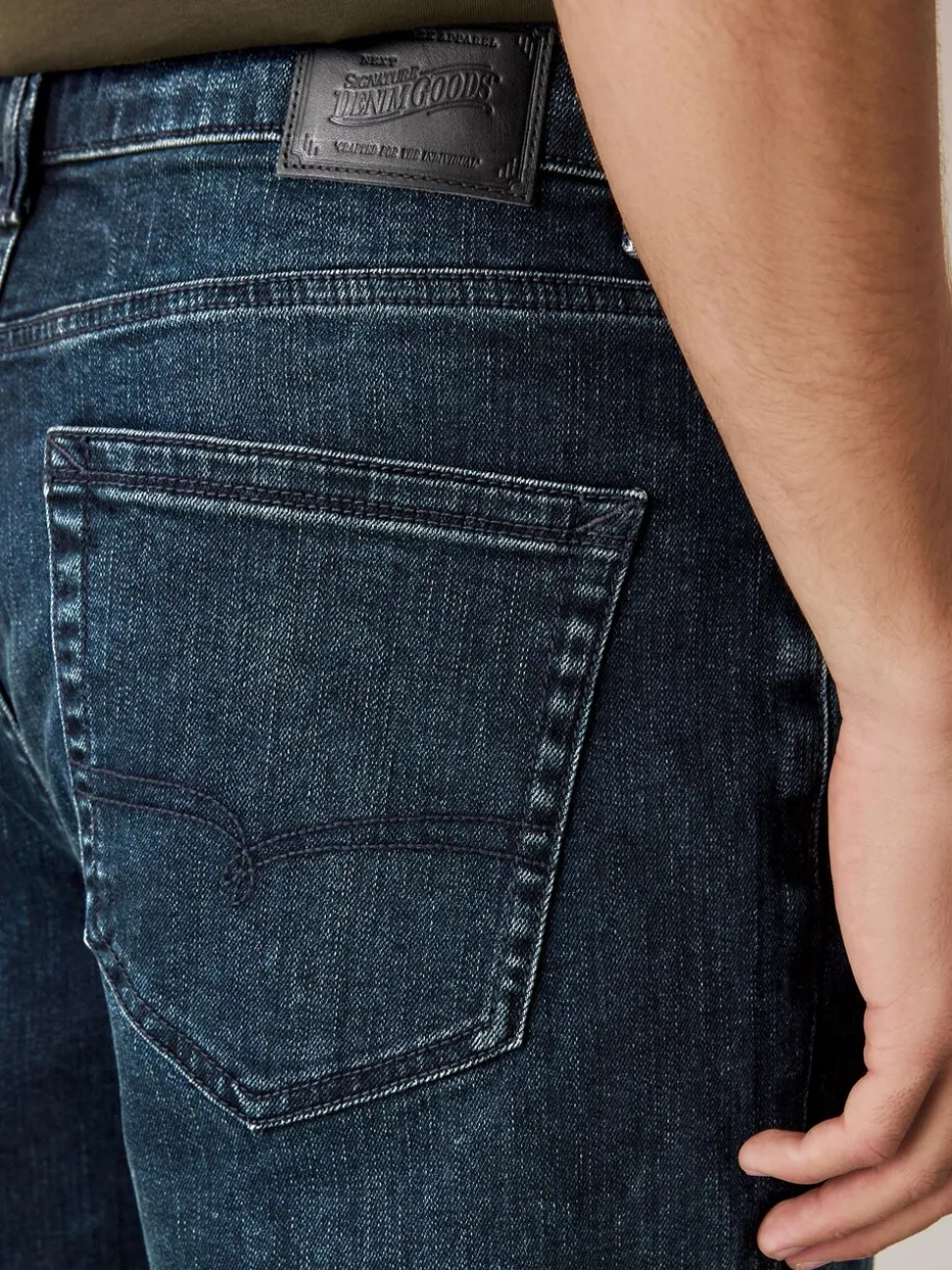 Blue Straight Fit Premium Crosshatch Denim Jeans