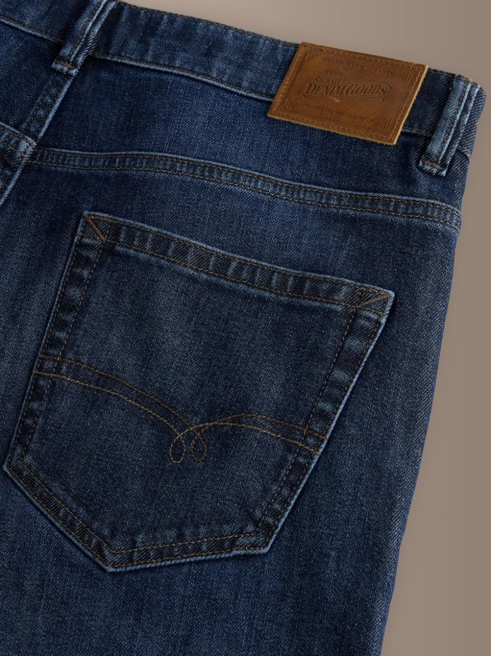 Blue Straight Fit Signature Brushed Cosy Check Denim Jeans