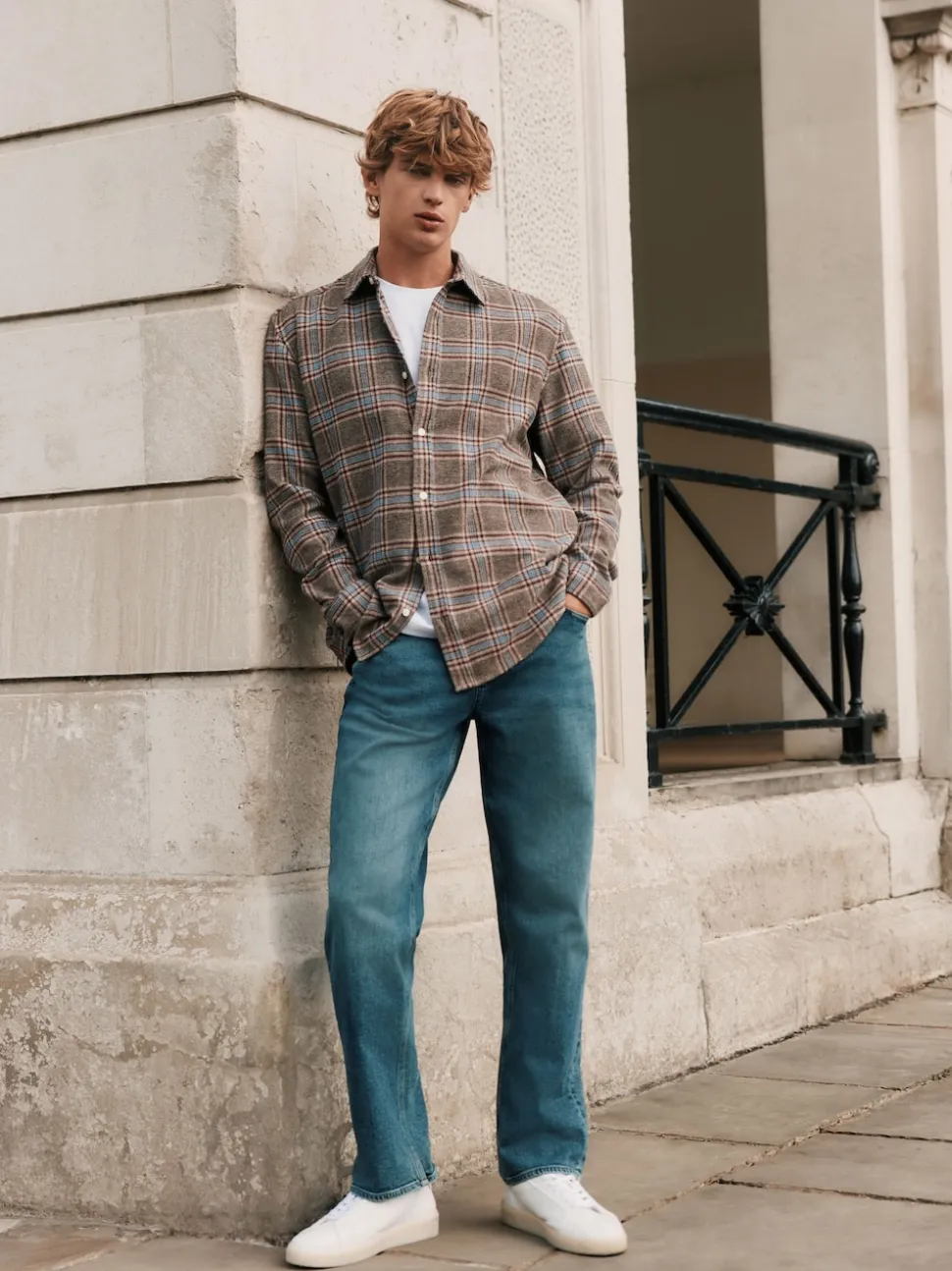Blue Straight Fit Signature Brushed Cosy Denim Jeans With Wool