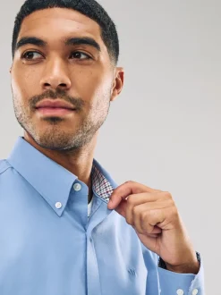 Blue Stretch Oxford Long Sleeve Shirt
