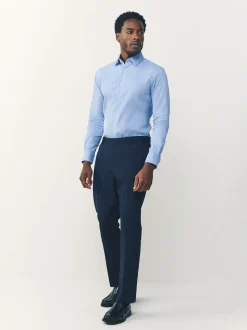 Blue Stripe Muscle Fit Motionflex Textured Shirt