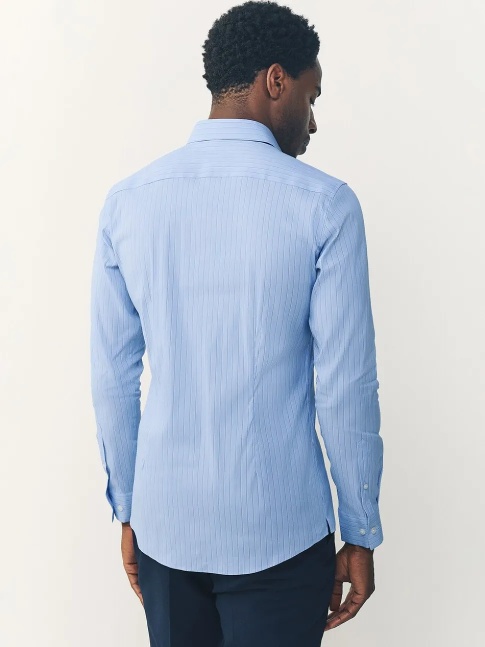 Blue Stripe Muscle Fit Motionflex Textured Shirt