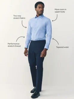 Blue Stripe Muscle Fit Motionflex Textured Shirt