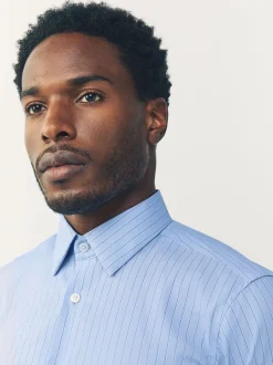 Blue Stripe Muscle Fit Motionflex Textured Shirt