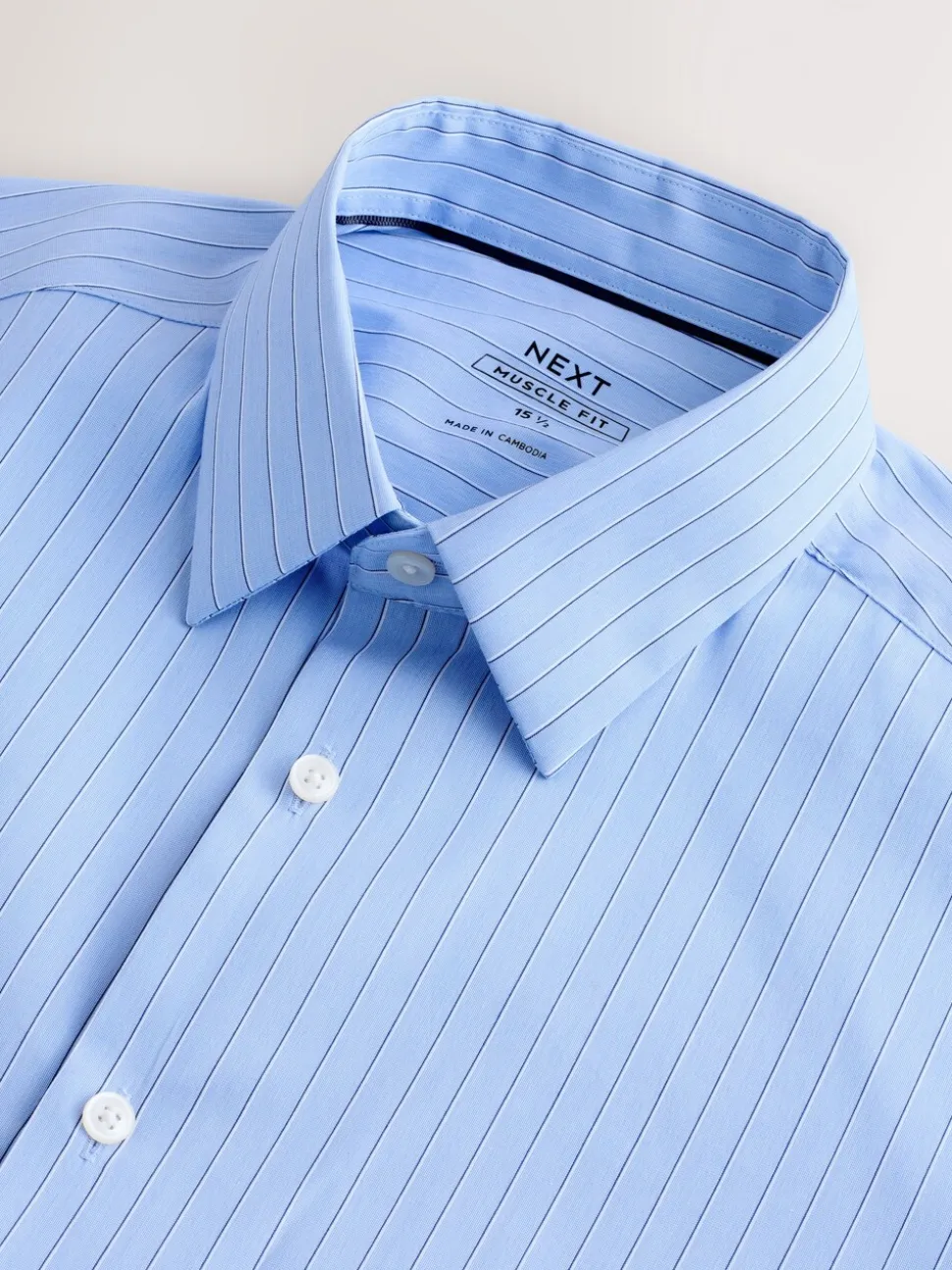 Blue Stripe Muscle Fit Motionflex Textured Shirt