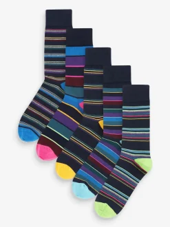 Blue Stripe Pattern Socks 5 Pack