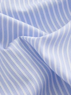 Blue Stripe Slim Fit Signature Single Cuff Texture Pima Cotton Shirt With Cutaway Collar