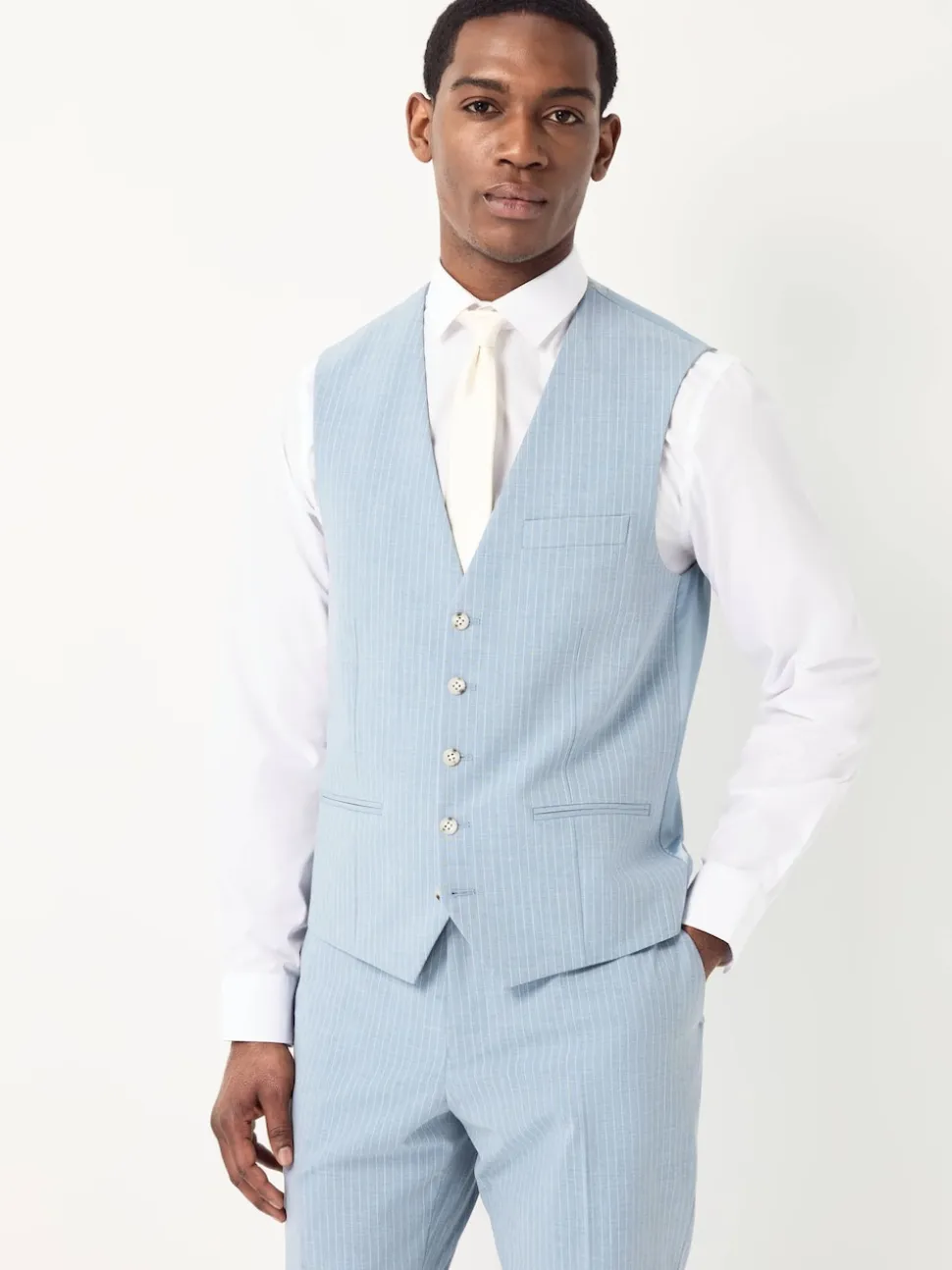 Blue Striped Suit Waistcoat