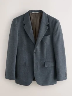 Blue Tailored Fit Merino Wool Blend Suit Jacket