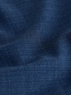 Blue Tailored Fit Textured Wool Blend Suit Jacket