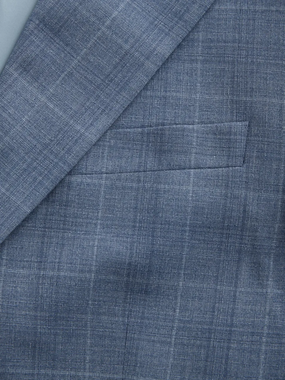 Blue Tailored Fit Wool Blend Check Jacket
