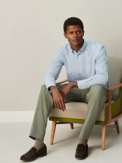 Blue Texture Regular Fit Cotton Rich Long Sleeve Formal Shirt
