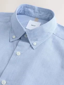 Blue Texture Regular Fit Cotton Rich Long Sleeve Formal Shirt