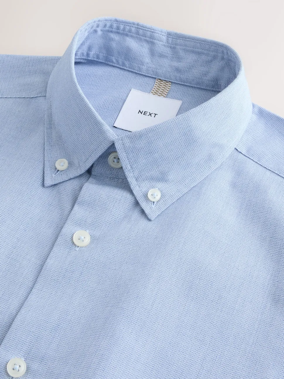 Blue Texture Regular Fit Cotton Rich Long Sleeve Formal Shirt