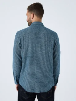 Blue Textured Shacket Overshirt