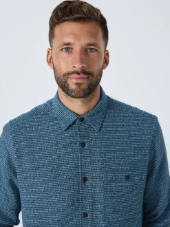 Blue Textured Shacket Overshirt