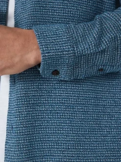 Blue Textured Shacket Overshirt