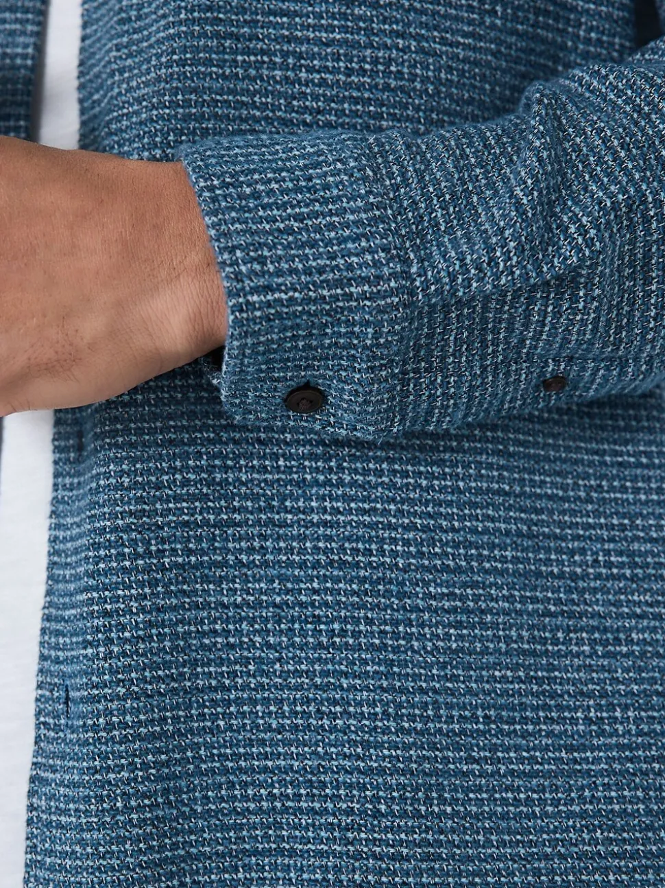 Blue Textured Shacket Overshirt