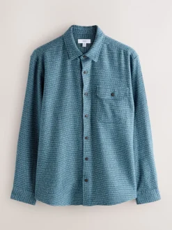 Blue Textured Shacket Overshirt